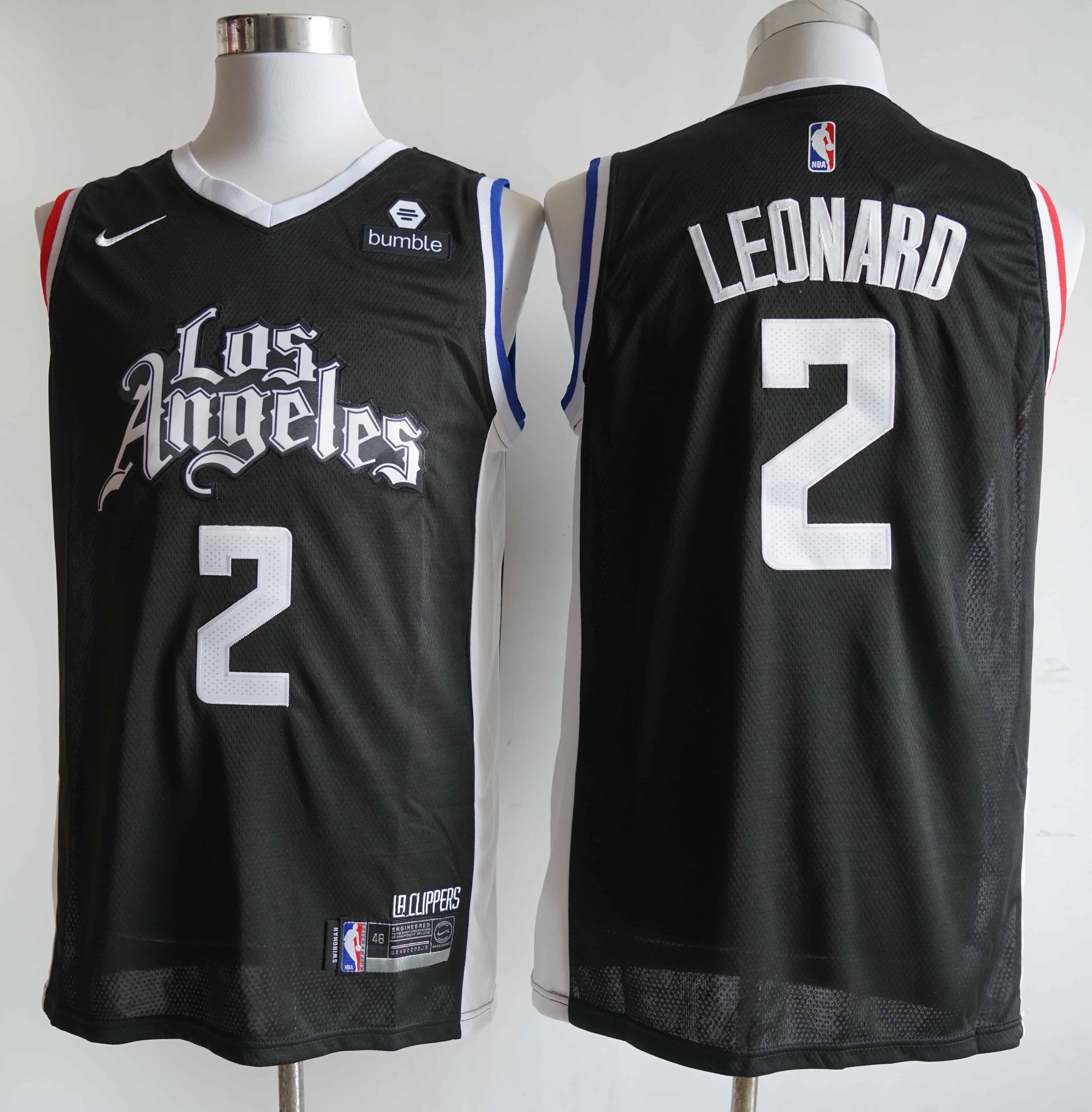 Men Los Angeles Clippers #2 Leonard Black Nike City Edition NBA Jerseys->mlb hats->Sports Caps